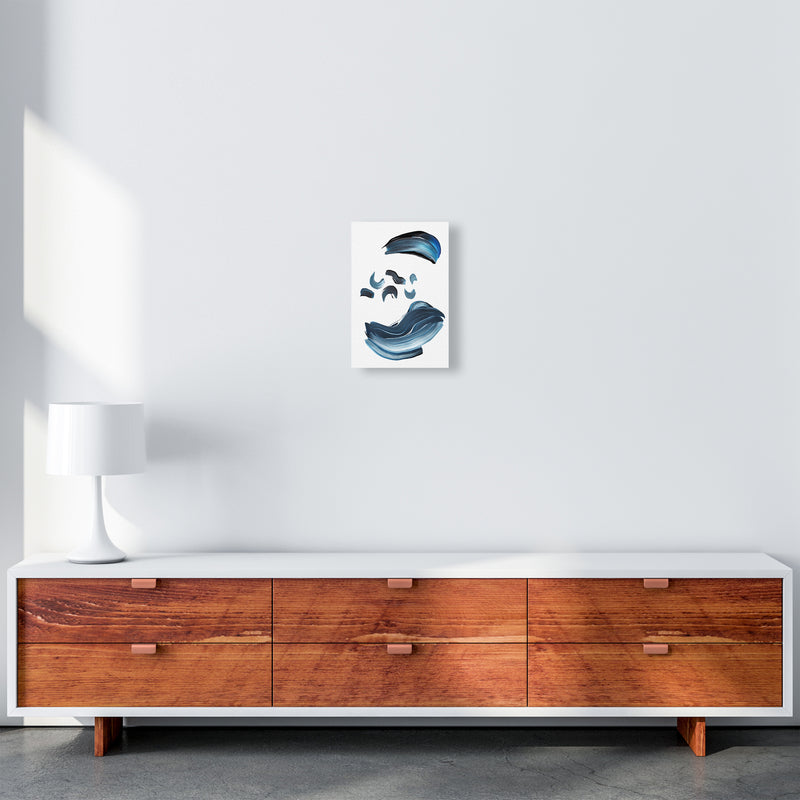Dark Blue And Grey Paint Strokes  Art Print by Pixy Paper A4 Canvas