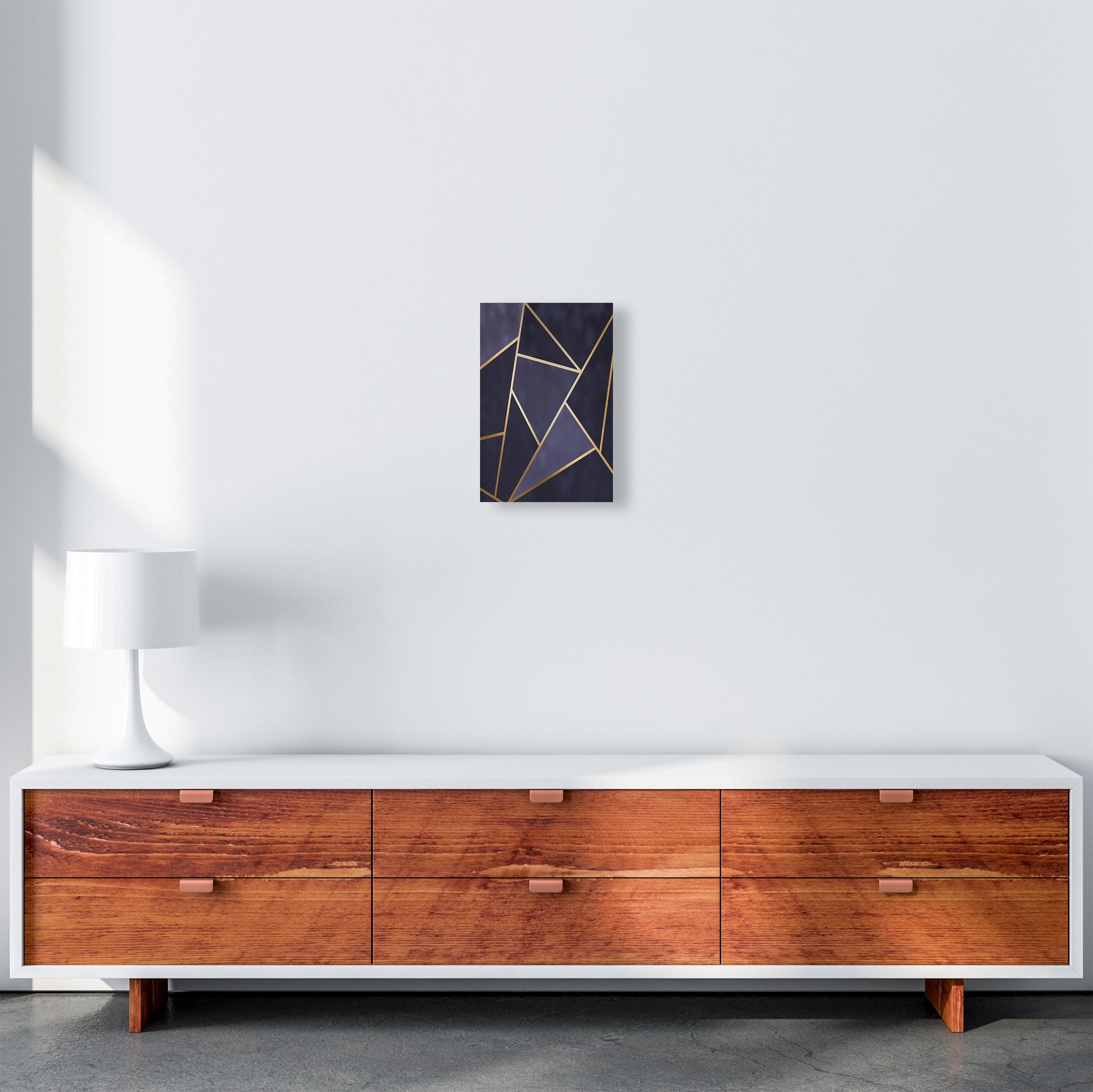 Lux Navy And Gold Geo Print  Art Print by Pixy Paper A4 Canvas