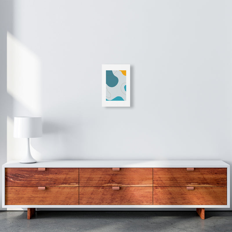 Mita Teal Abstract N16  Art Print by Pixy Paper A4 Canvas