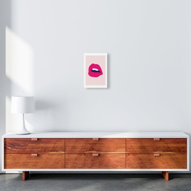 Pink Lips Salmon Back  Art Print by Pixy Paper A4 Canvas