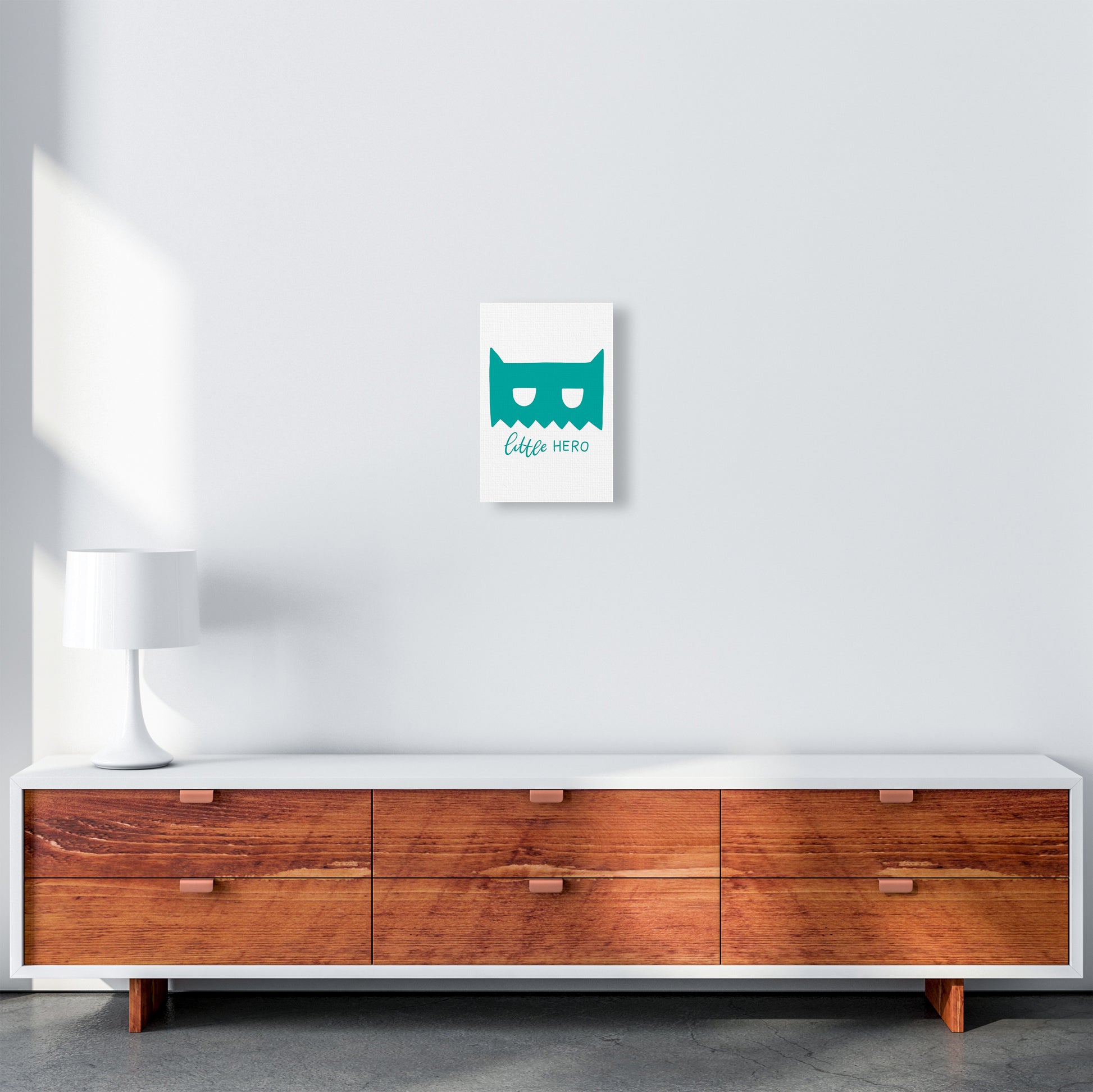 Little Hero Mask Teal Super Scandi  Art Print by Pixy Paper A4 Canvas