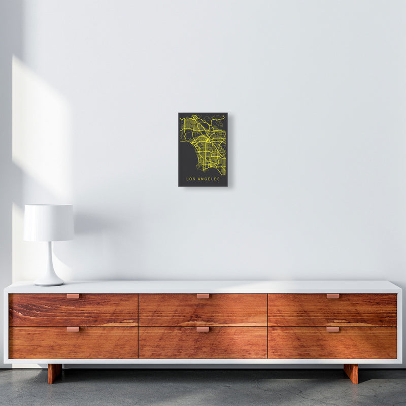 Los Angeles Map Neon Art Print by Pixy Paper A4 Canvas