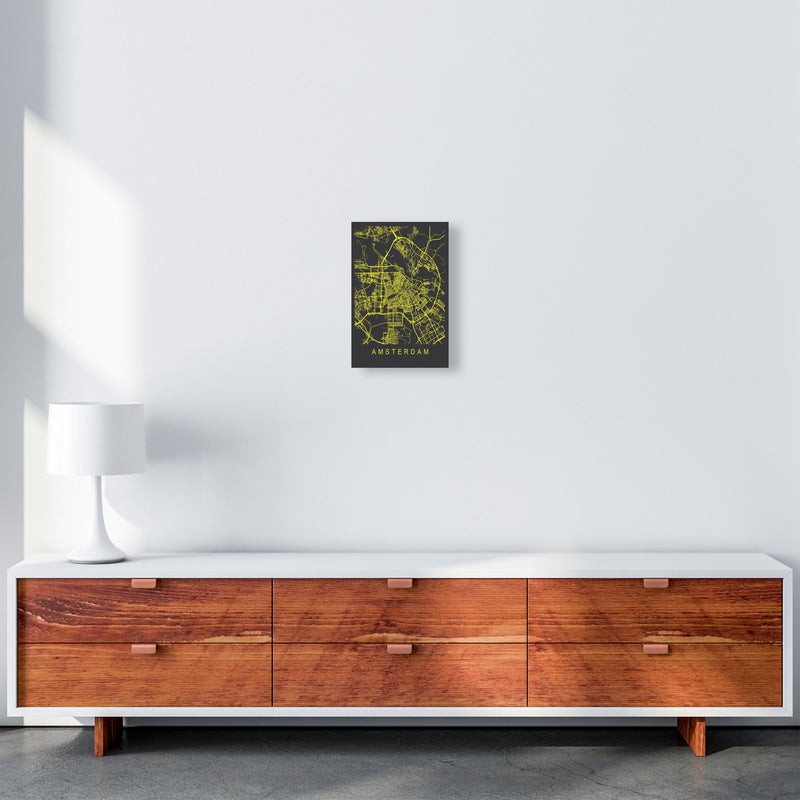 Amsterdam Map Neon Art Print by Pixy Paper A4 Canvas