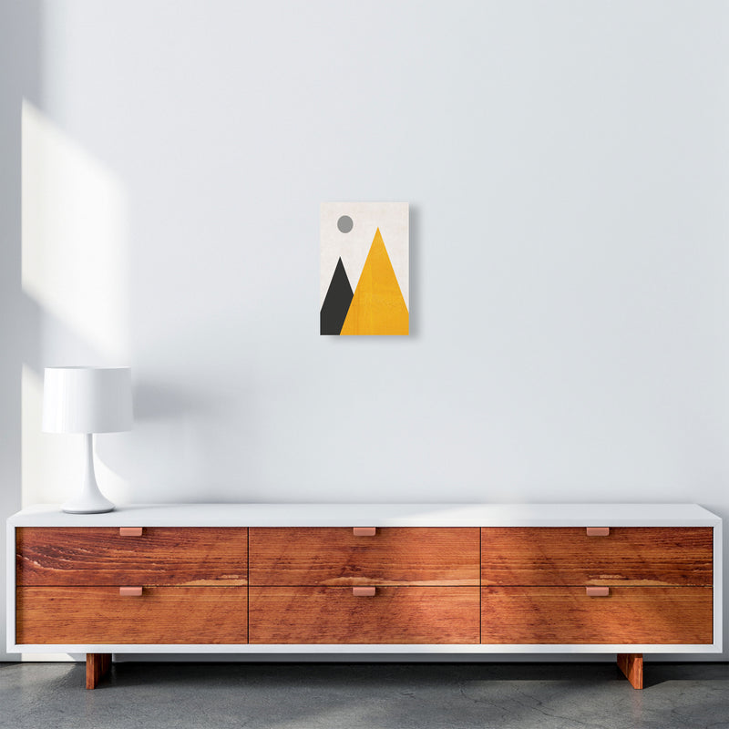 Mountains and moon mustard Art Print by Pixy Paper A4 Canvas