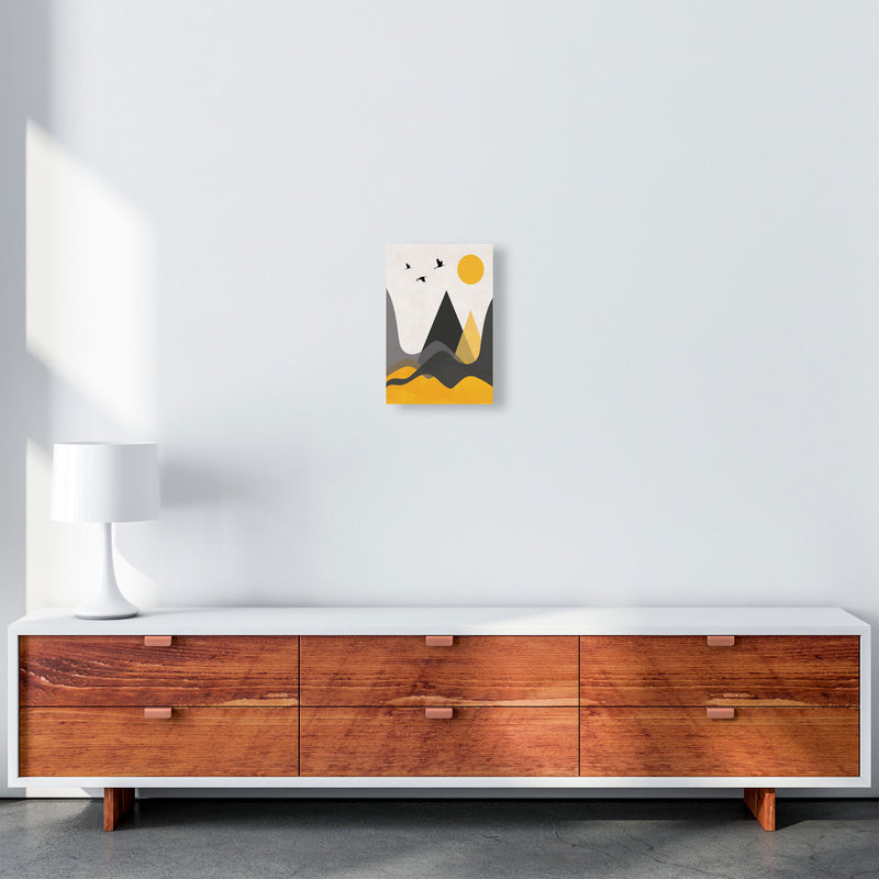 Hills and mountains mustard Art Print by Pixy Paper A4 Canvas