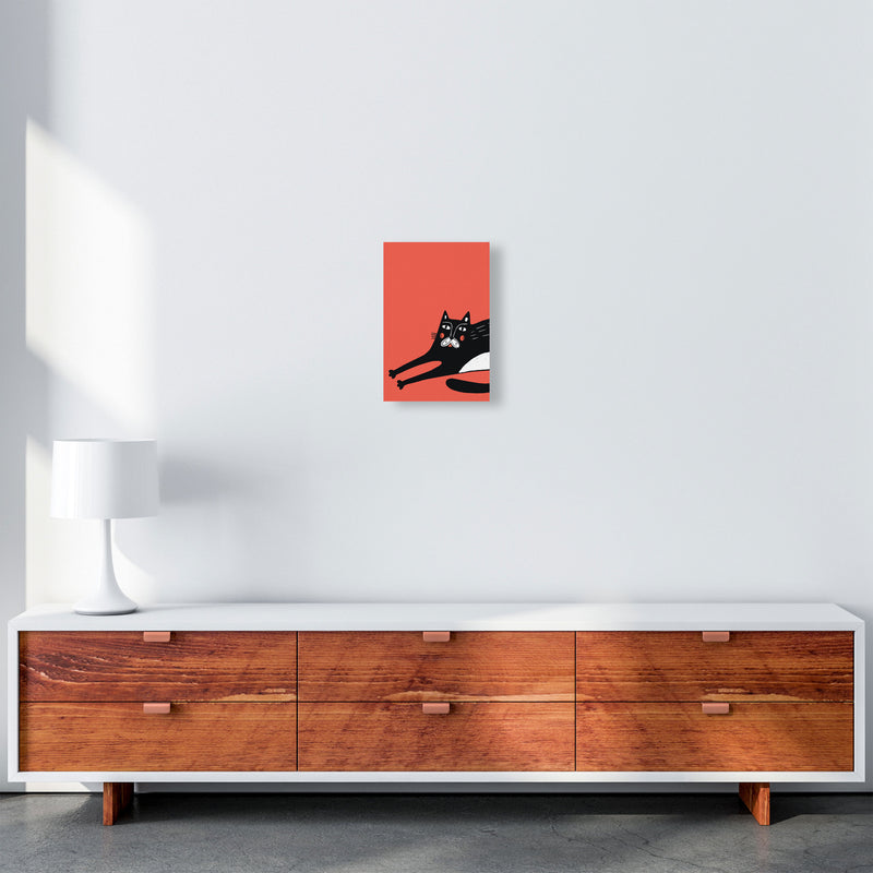 Cat Stretching Art Print by Pixy Paper A4 Canvas