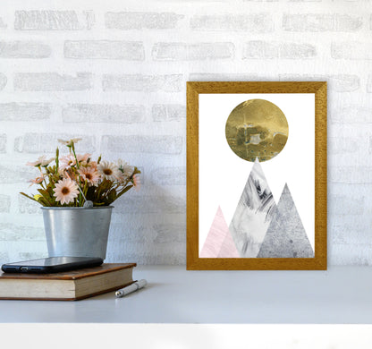 Pink And Grey Mountains Abstract Modern Print A4 Print Only