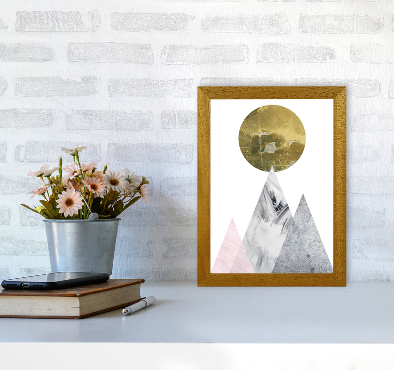 Pink And Grey Mountains Abstract Modern Print A4 Print Only