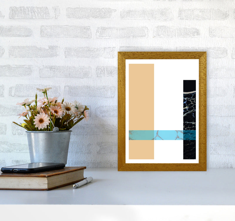 Blue Sand Abstract Rectangles Modern Print A4 Print Only
