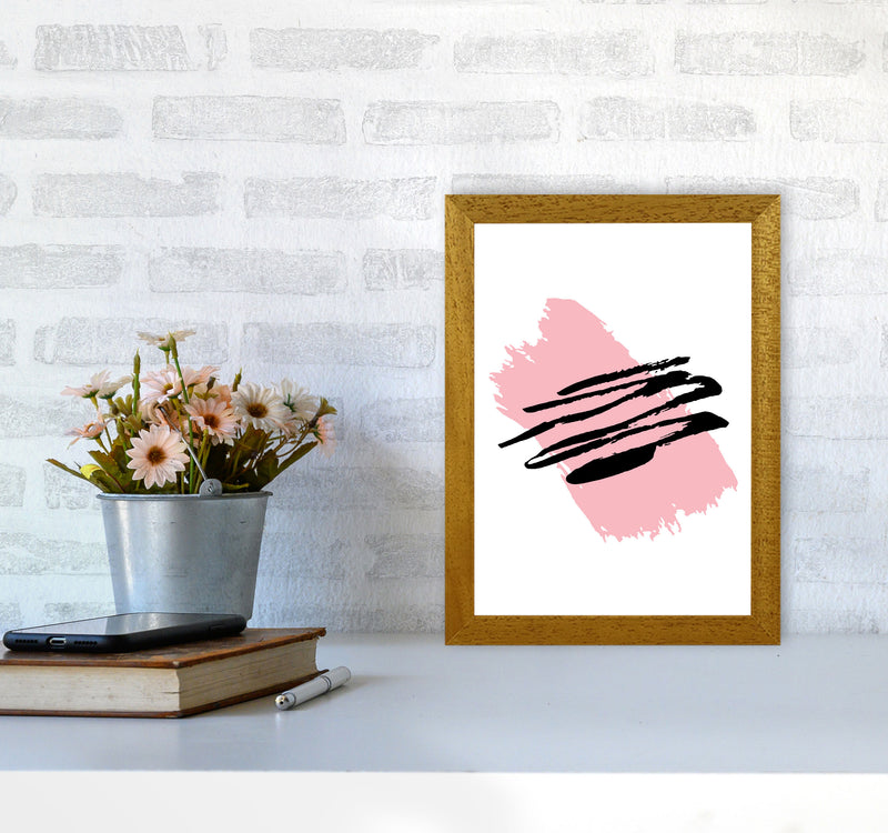 Pink Jaggered Paint Brush Abstract Modern Print A4 Print Only