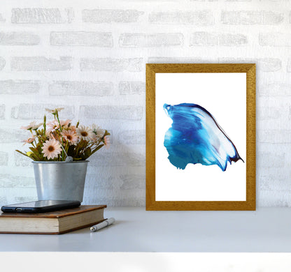 Blue Abstract Paint Stroke Modern Print A4 Print Only