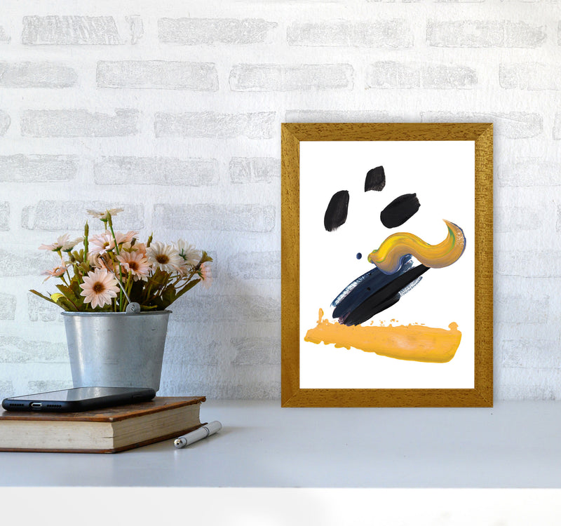 Mustard And Black Abstract Paint Strokes Modern Print A4 Print Only