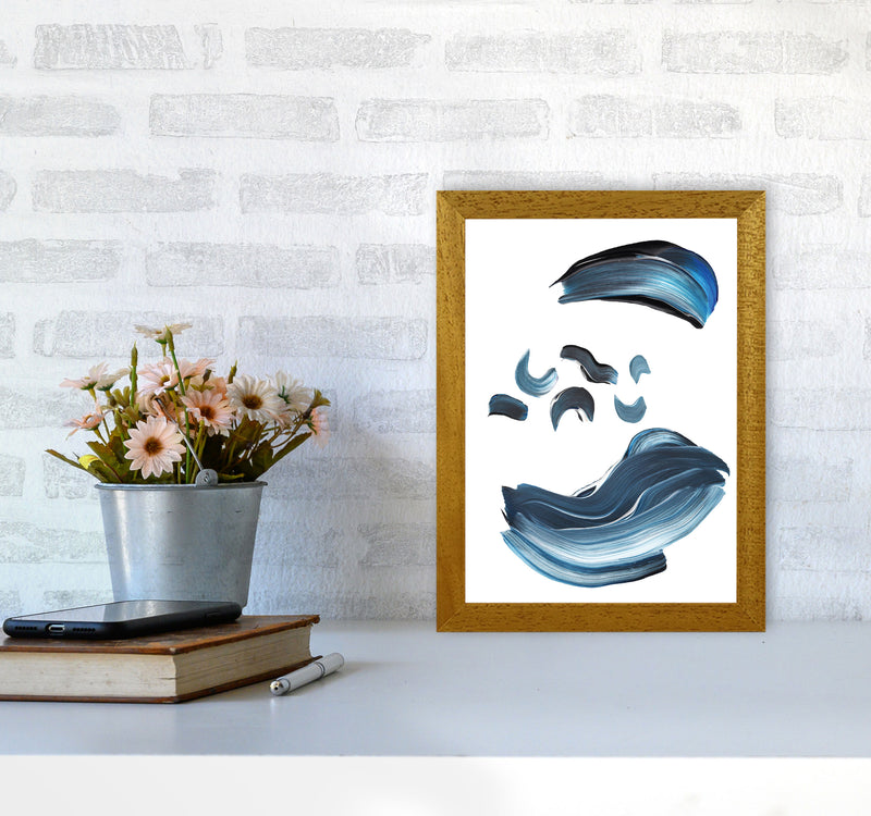 Dark Blue And Grey Abstract Paint Strokes Modern Print A4 Print Only