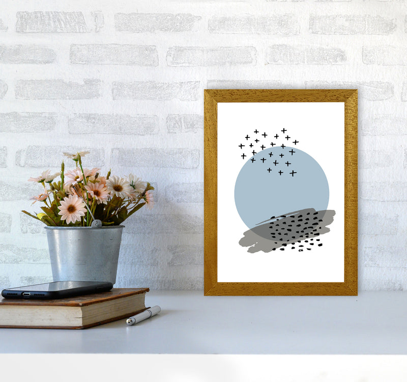 Blue Abstract Circle With Black Dashes Modern Print A4 Print Only