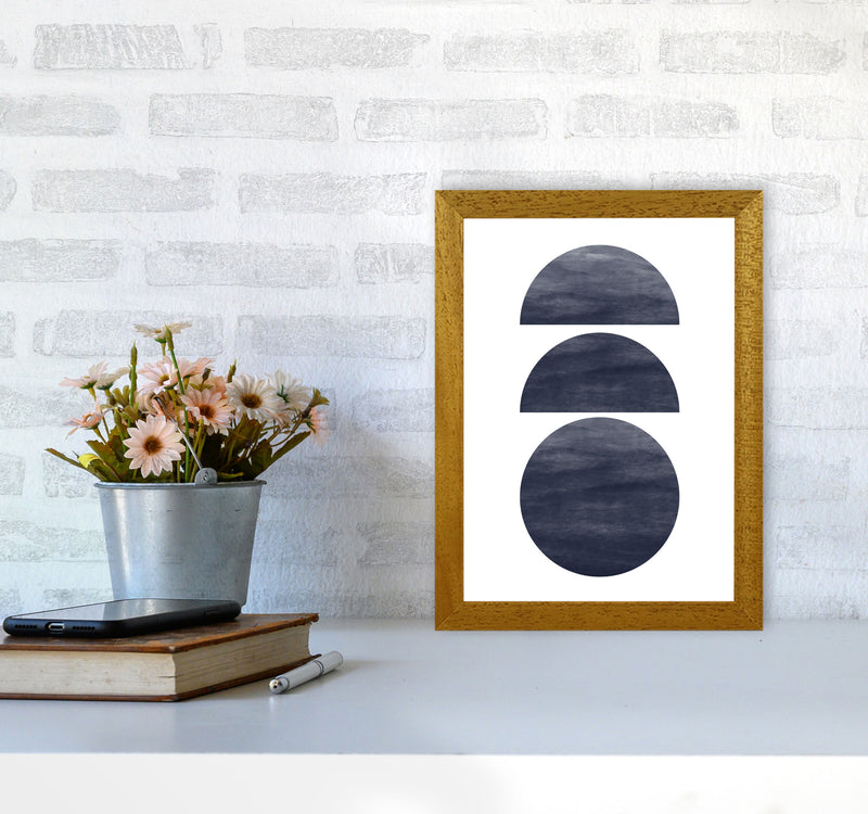 Abstract Navy Circles Modern Print A4 Print Only