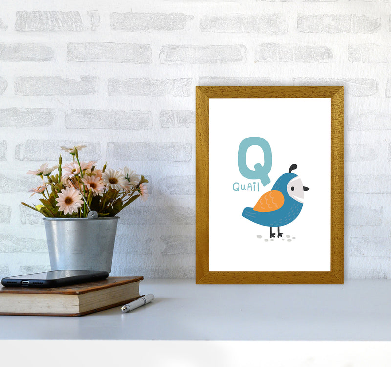 Alphabet Animals, Q Is For Quail Framed Nursey Wall Art Print A4 Print Only