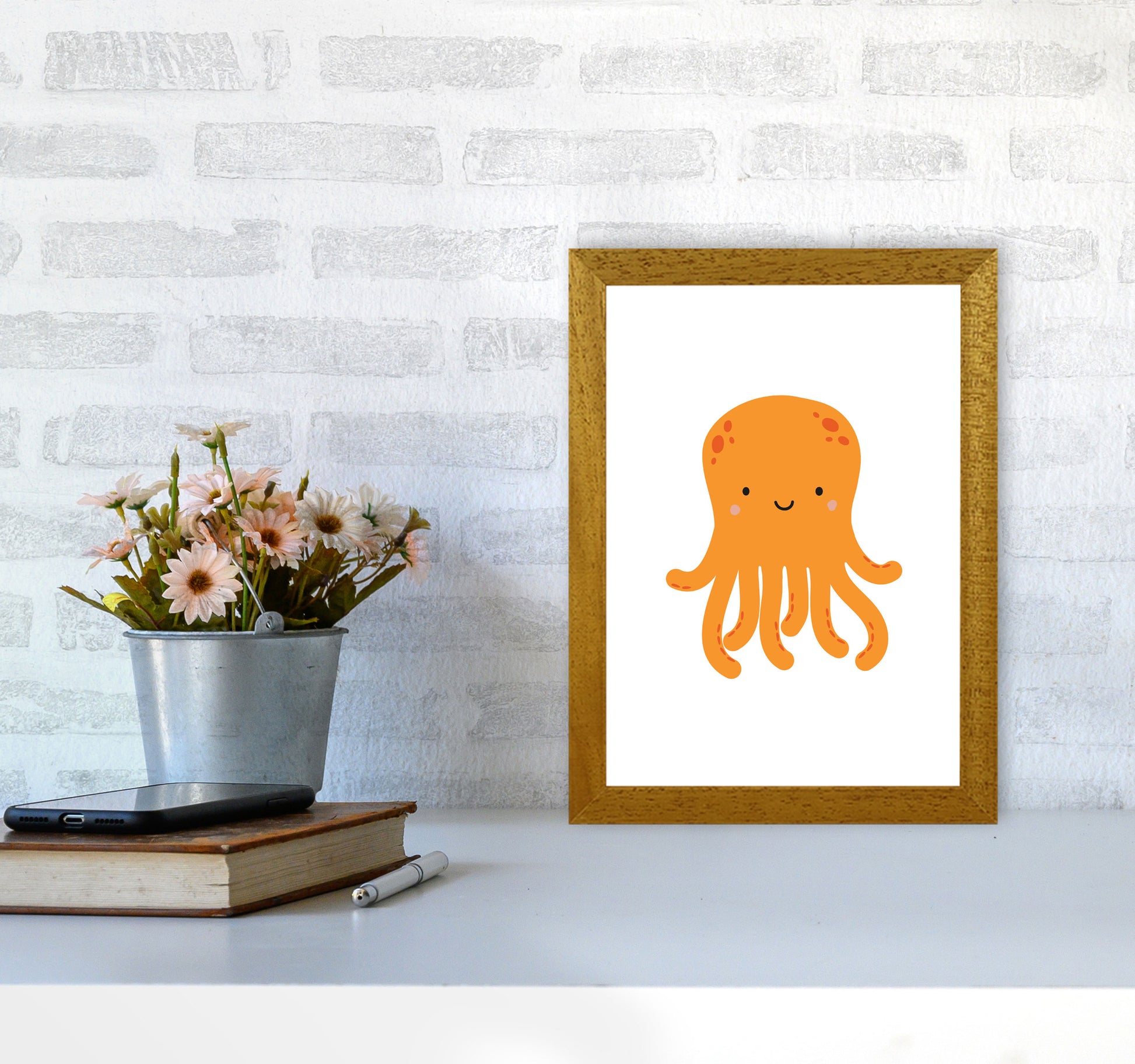 Children&#39;s Animals, Octopus Modern Print A4 Print Only