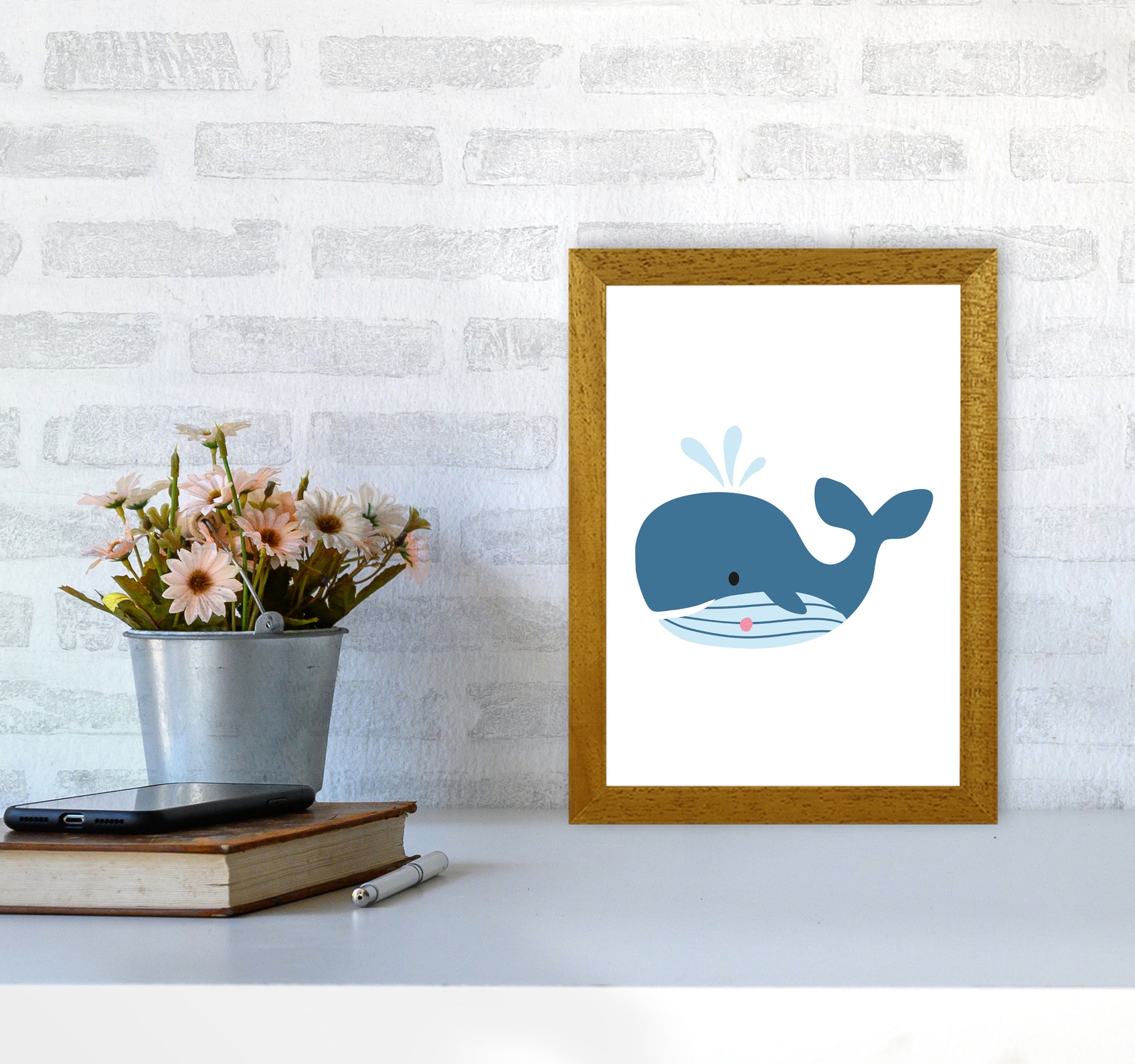 Children&#39;s Animals, Whale Modern Print A4 Print Only