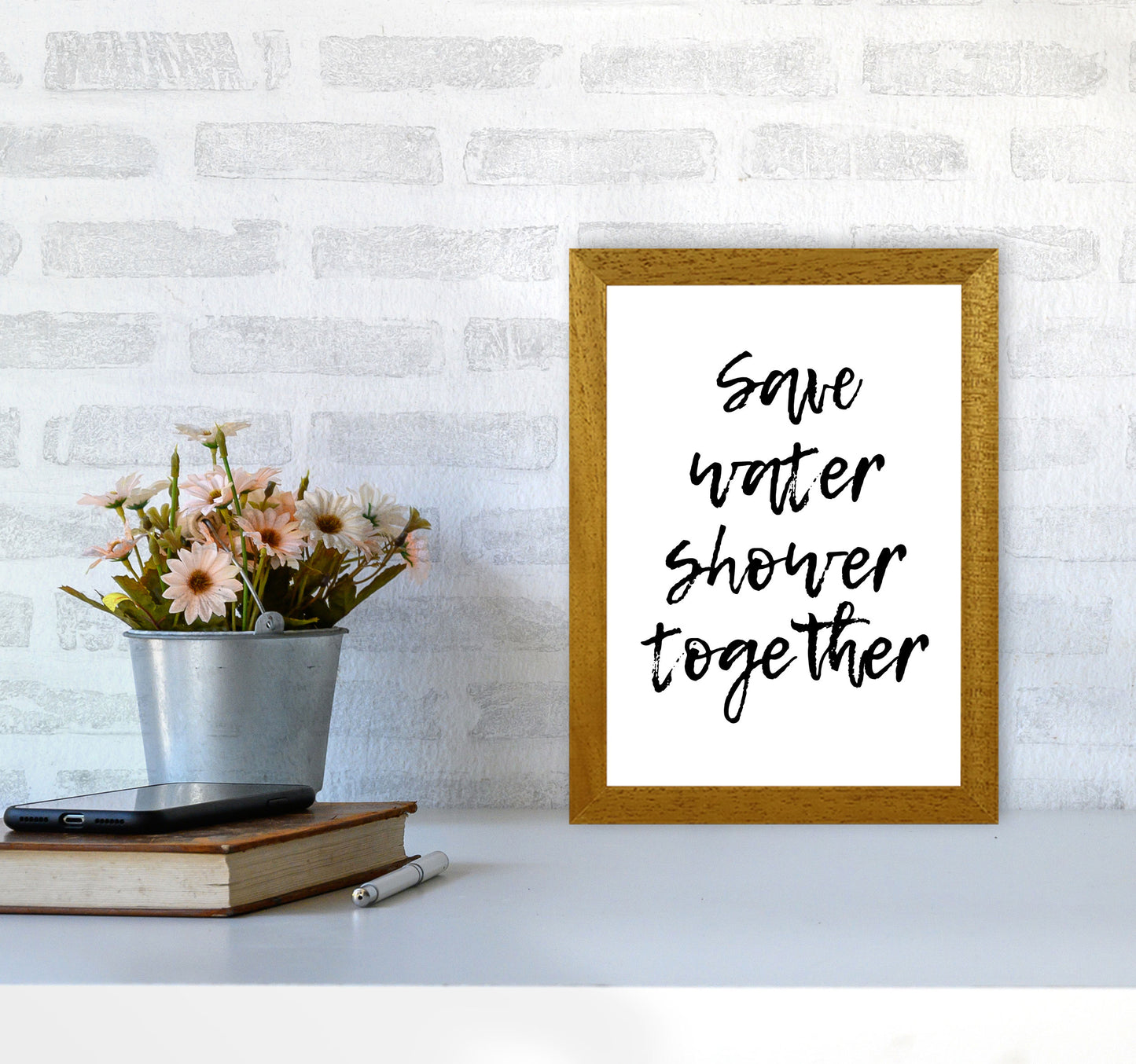 Shower Together, Bathroom Modern Print, Framed Bathroom Wall Art A4 Print Only
