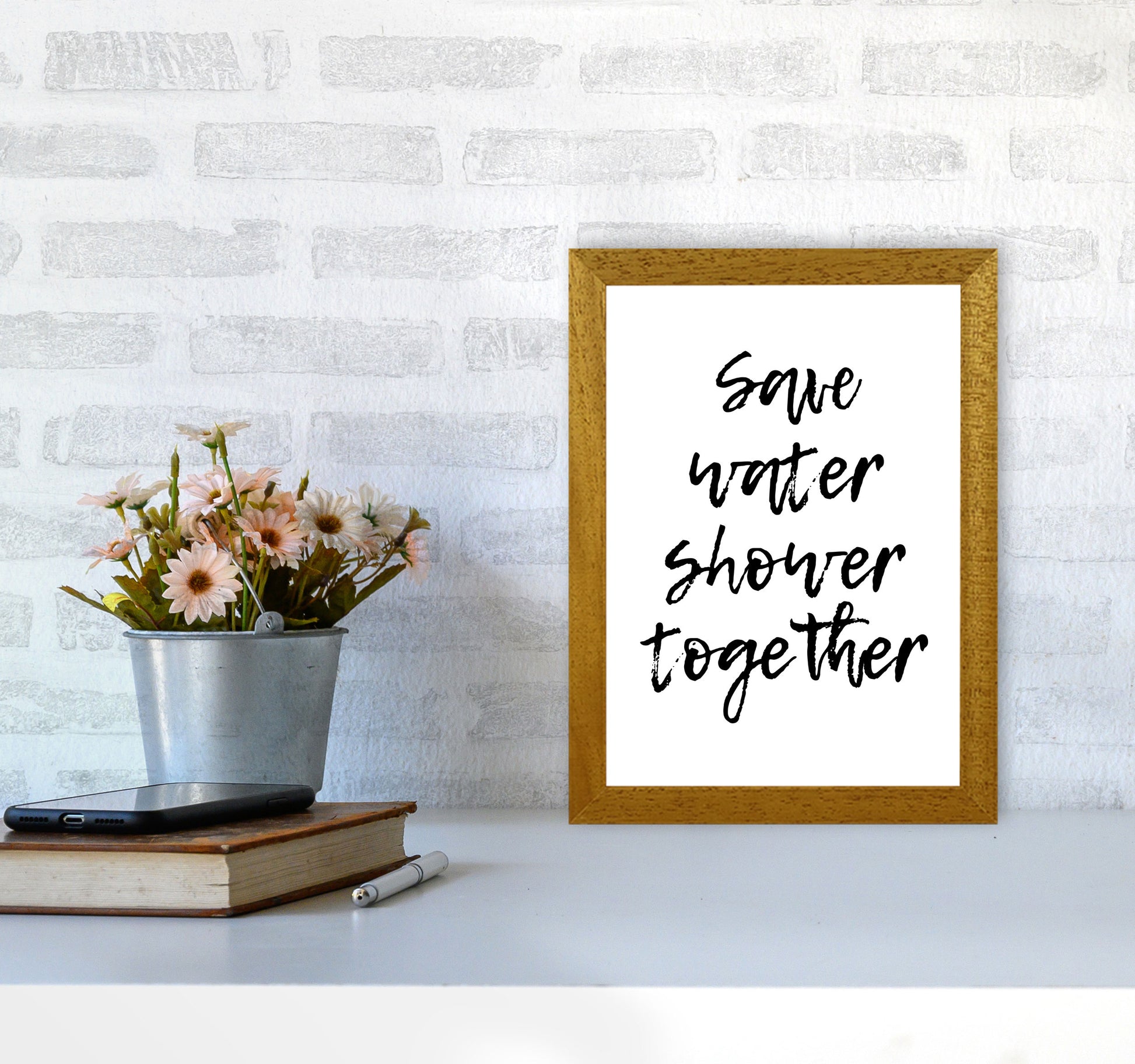 Shower Together, Bathroom Modern Print, Framed Bathroom Wall Art A4 Print Only