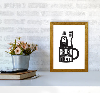 Brush Your Teeth, Bathroom Modern Print, Framed Bathroom Wall Art A4 Print Only