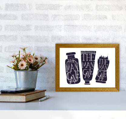 The Man Cave 4 Modern Print, Framed Bathroom Wall Art A4 Print Only