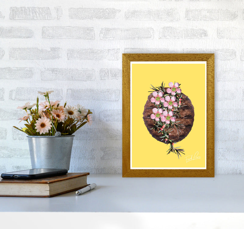 Yellow Burger Food Print, Framed Kitchen Wall Art A4 Print Only