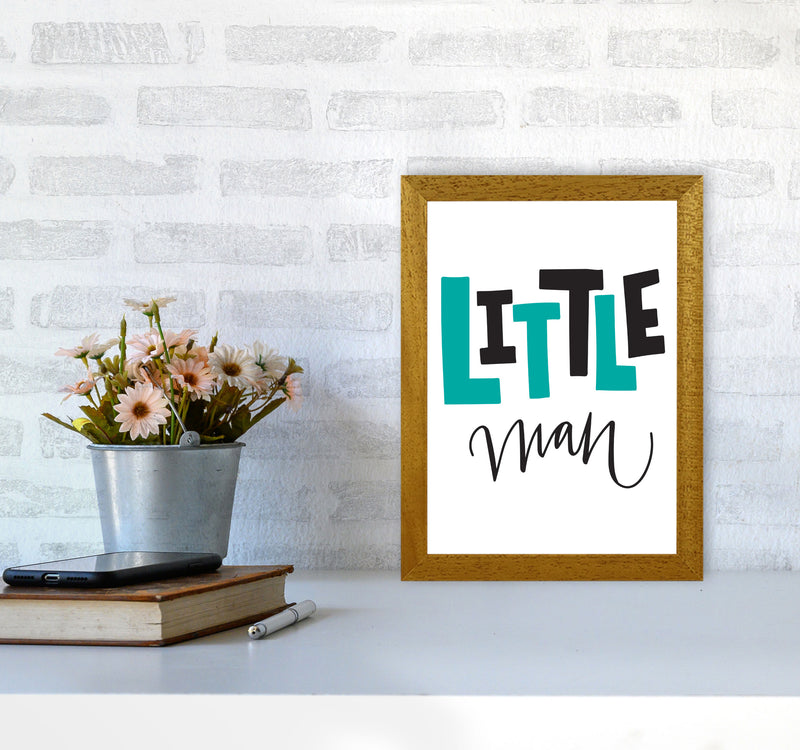 Little Man Teal And Black Framed Nursey Wall Art Print A4 Print Only