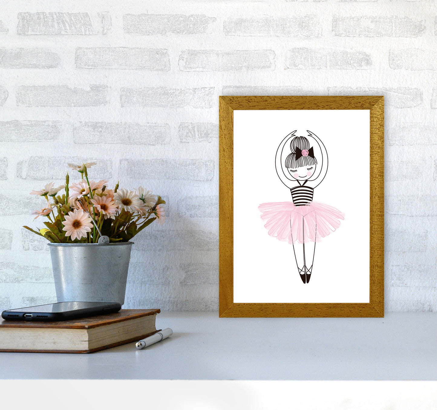 Girl&#39;s Ballerina Drawing Multi Set Illustration Wall Art Poster Print A4 Print Only