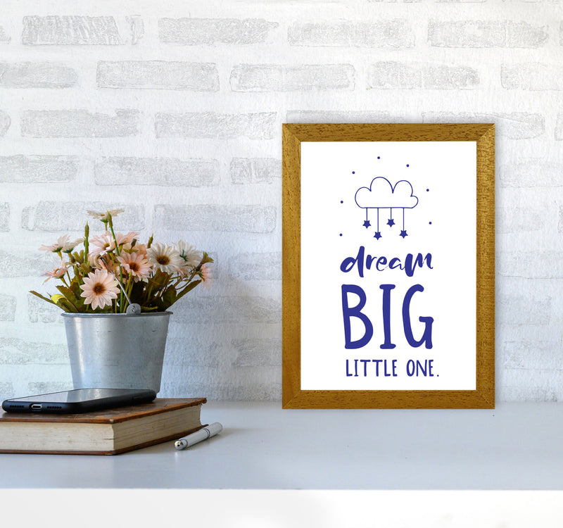 Dream Big Little One Navy Framed Nursey Wall Art Print A4 Print Only