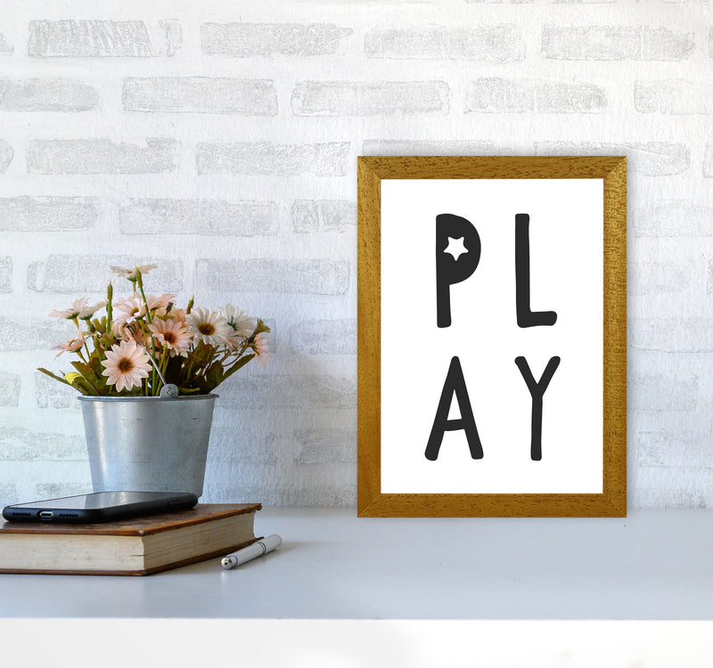 Play Black Framed Typography Wall Art Print A4 Print Only
