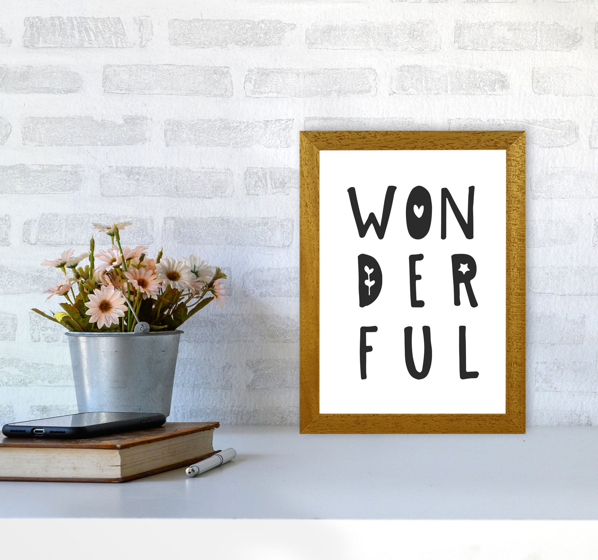 Wonderful Black Framed Nursey Wall Art Print A4 Print Only
