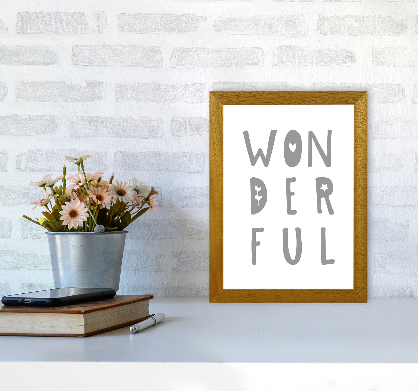 Wonderful Grey Framed Nursey Wall Art Print A4 Print Only