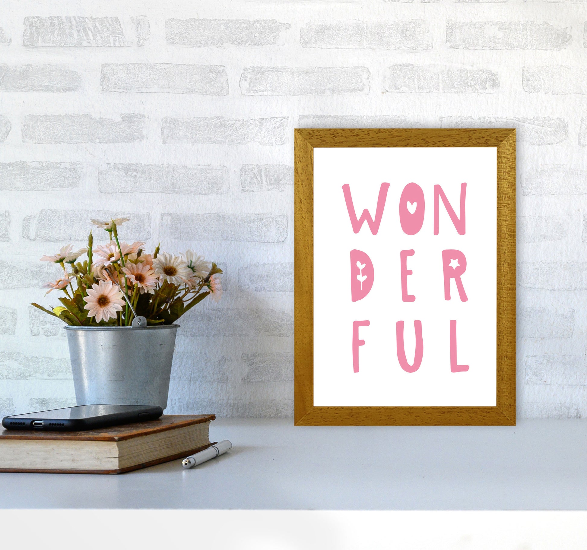 Wonderful Pink Framed Nursey Wall Art Print A4 Print Only