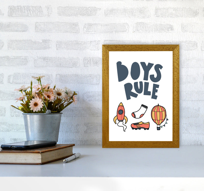 Boys Rule Illustrations Framed Nursey Wall Art Print A4 Print Only