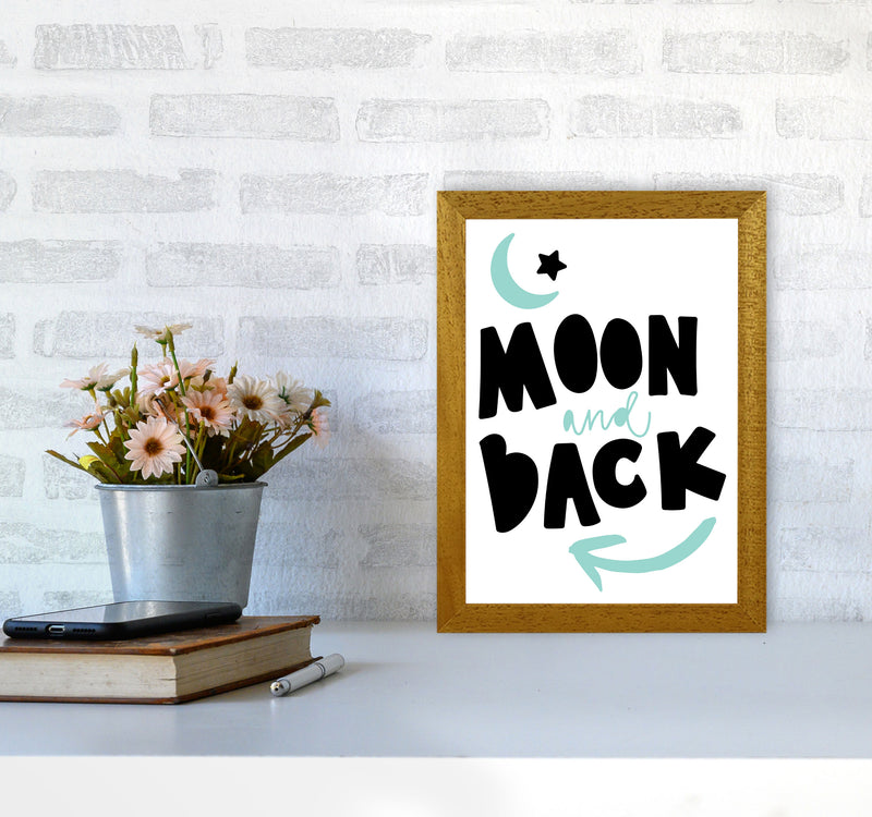 Moon And Back Black And Mint Framed Typography Wall Art Print A4 Print Only