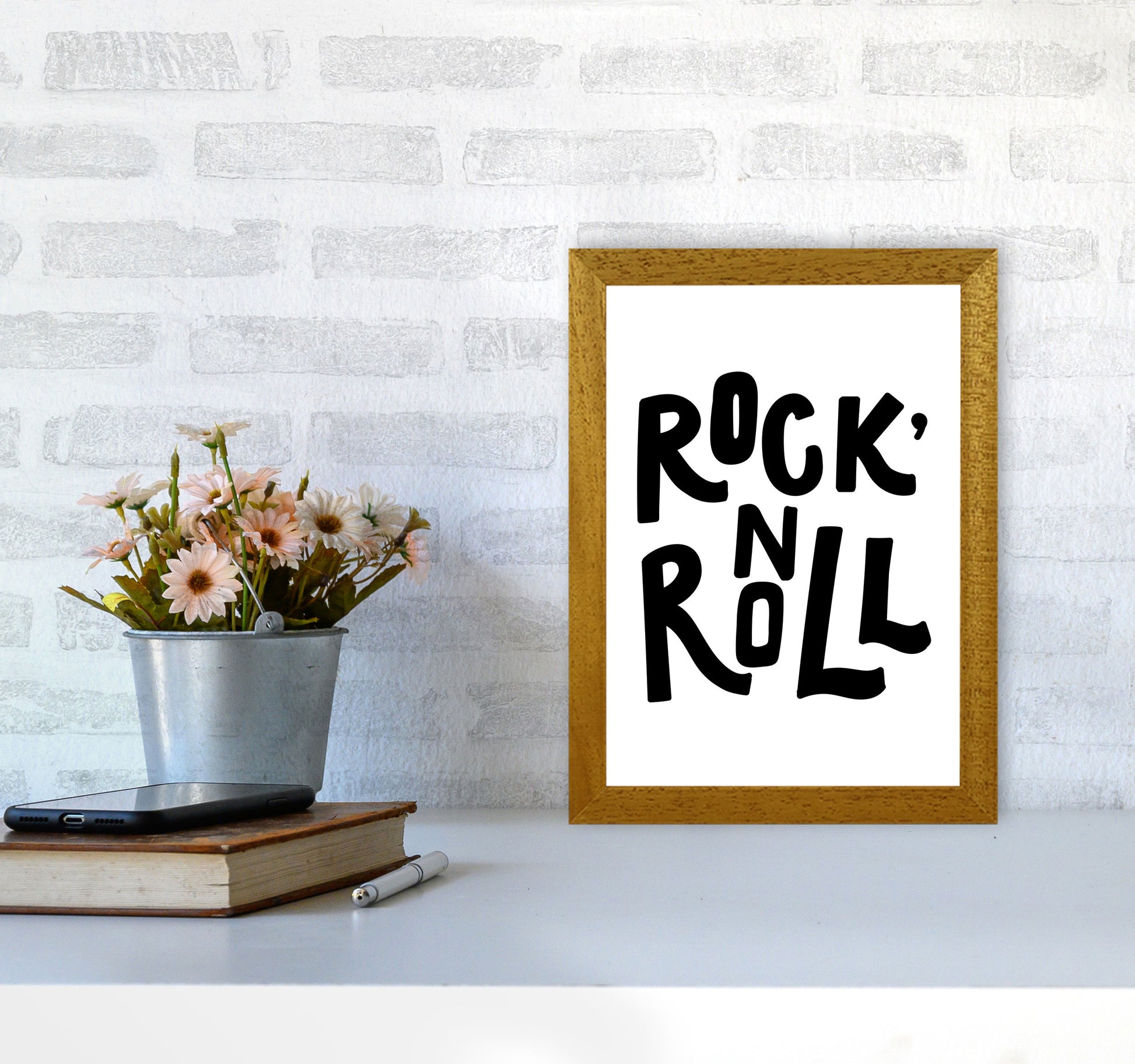 Rock &#39;N Roll Black Modern Print A4 Print Only