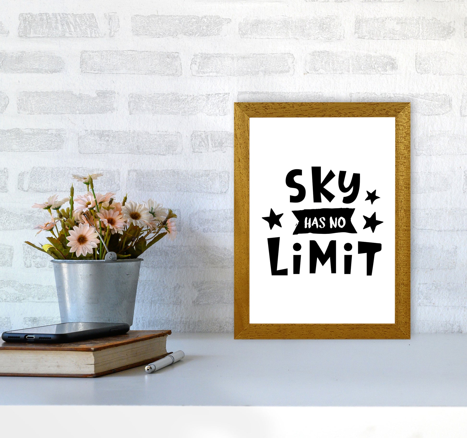 Sky Has No Limit Framed Nursey Wall Art Print A4 Print Only