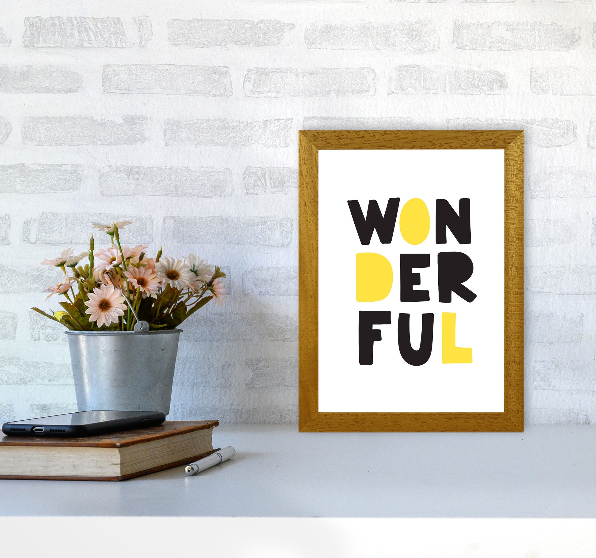Wonderful Black And Yellow Framed Nursey Wall Art Print A4 Print Only