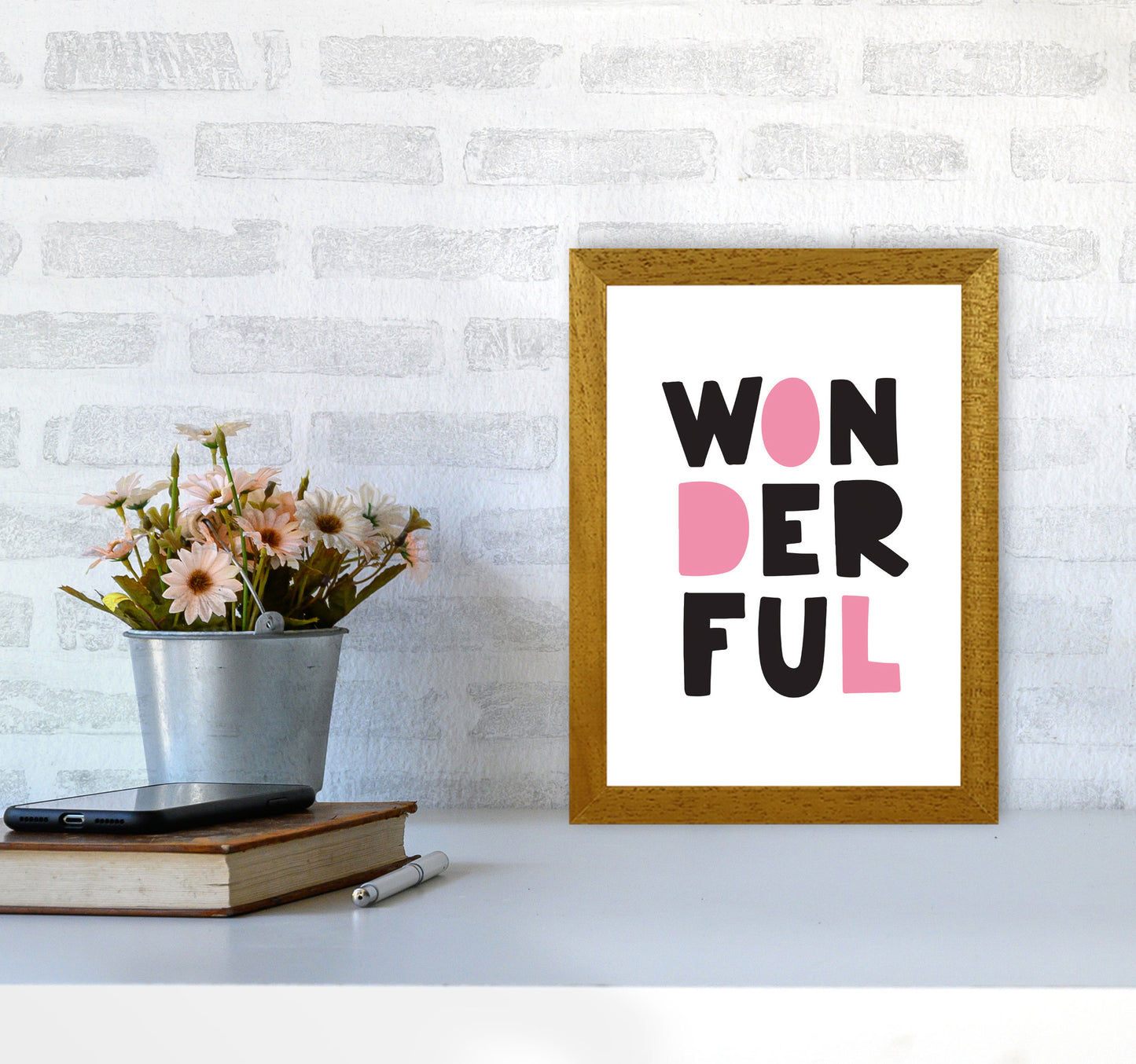Wonderful Black And Pink Framed Nursey Wall Art Print A4 Print Only