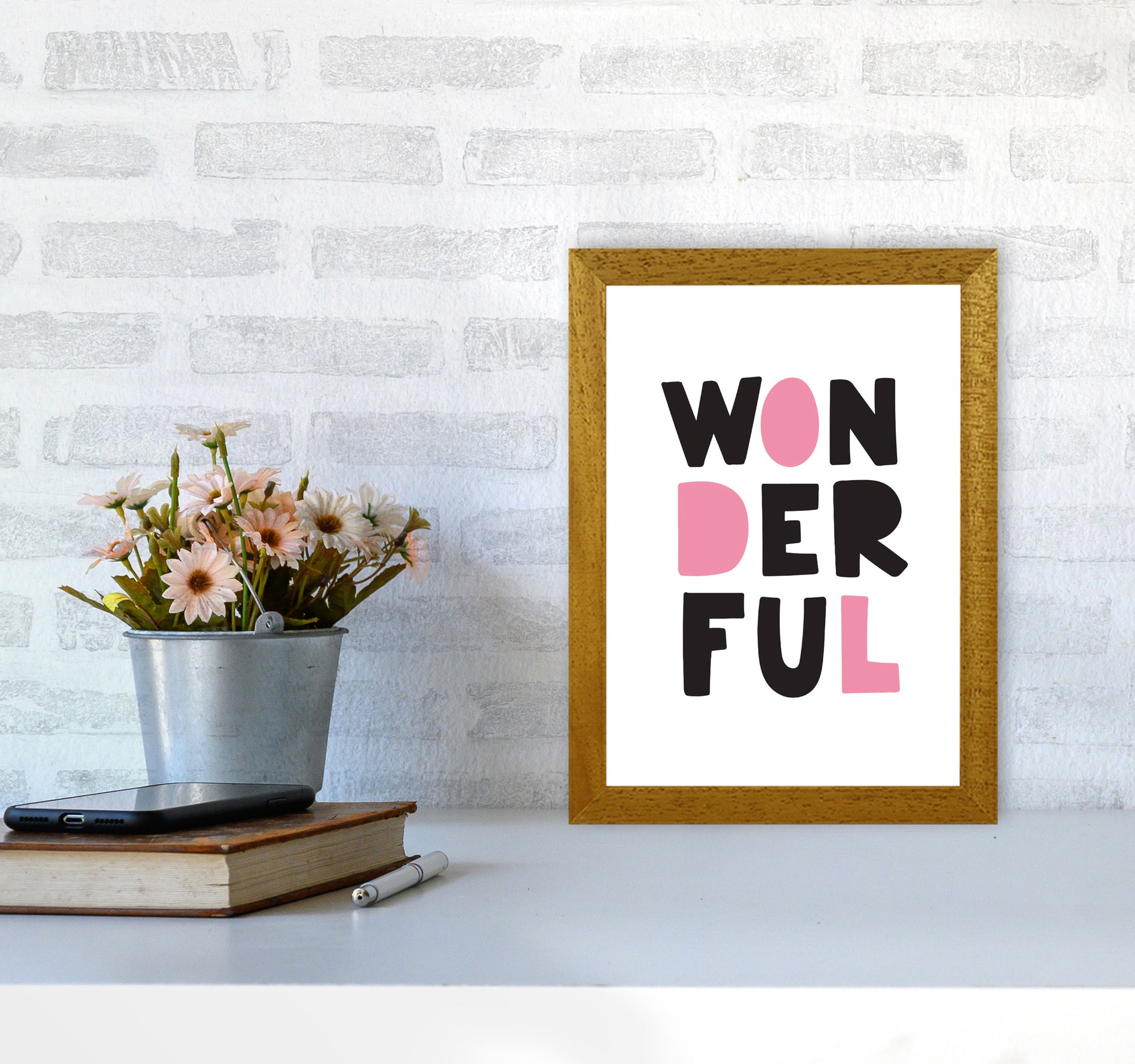 Wonderful Black And Pink Framed Nursey Wall Art Print A4 Print Only
