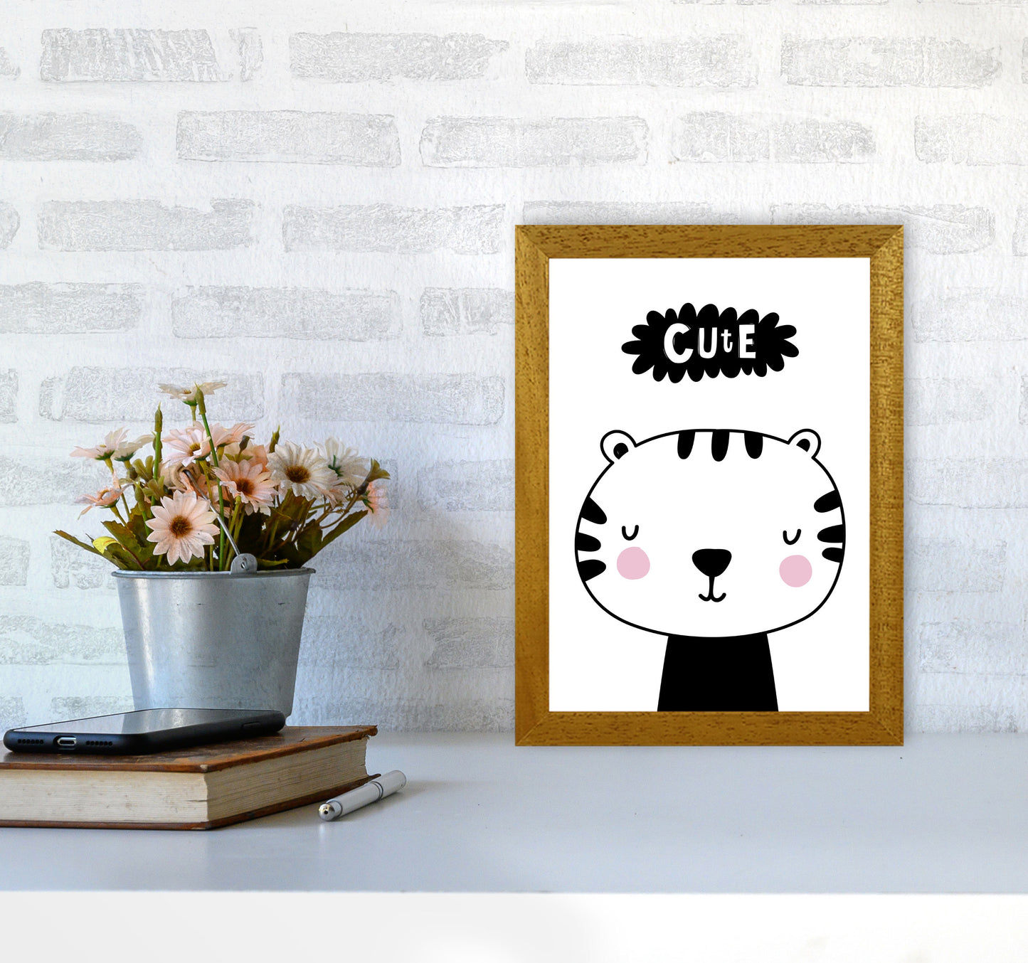 Cute Scandi Tiger Modern Print Animal Art Print A4 Print Only