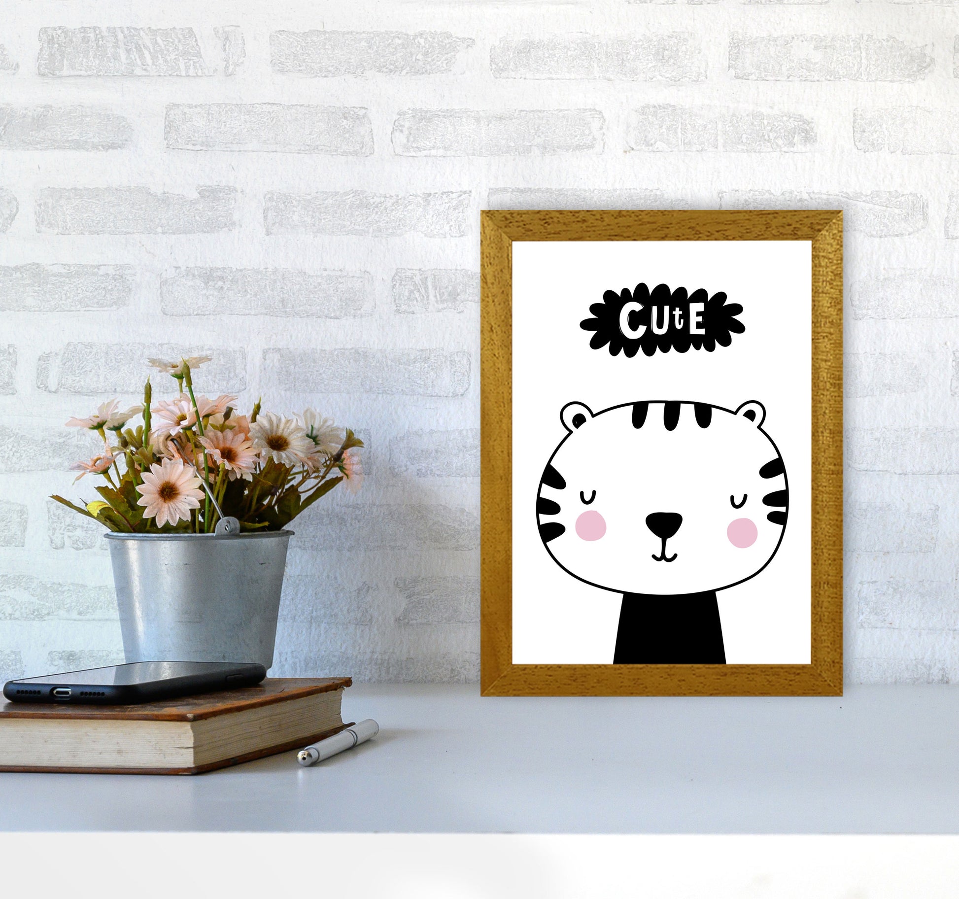 Cute Scandi Tiger Modern Print Animal Art Print A4 Print Only