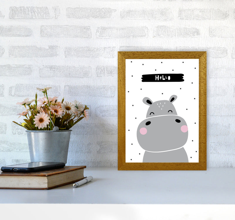 Hello Hippo Modern Print Animal Art Print A4 Print Only