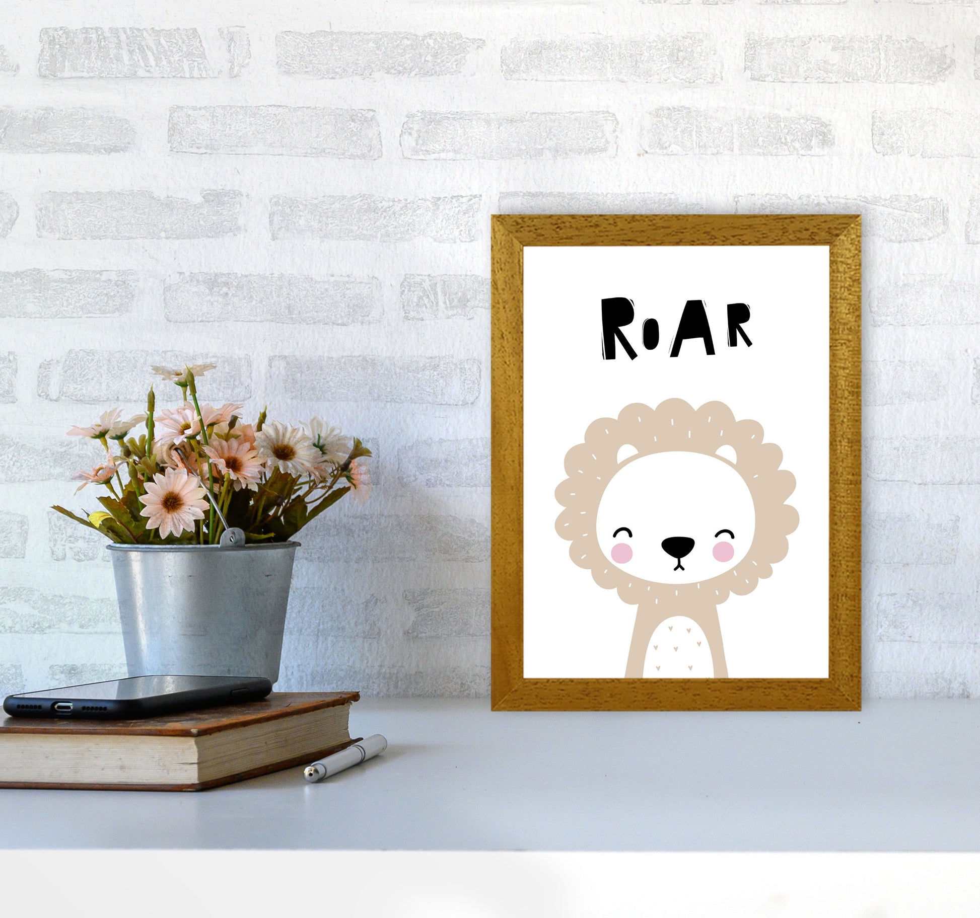 Lion Roar Modern Print Animal Art Print A4 Print Only