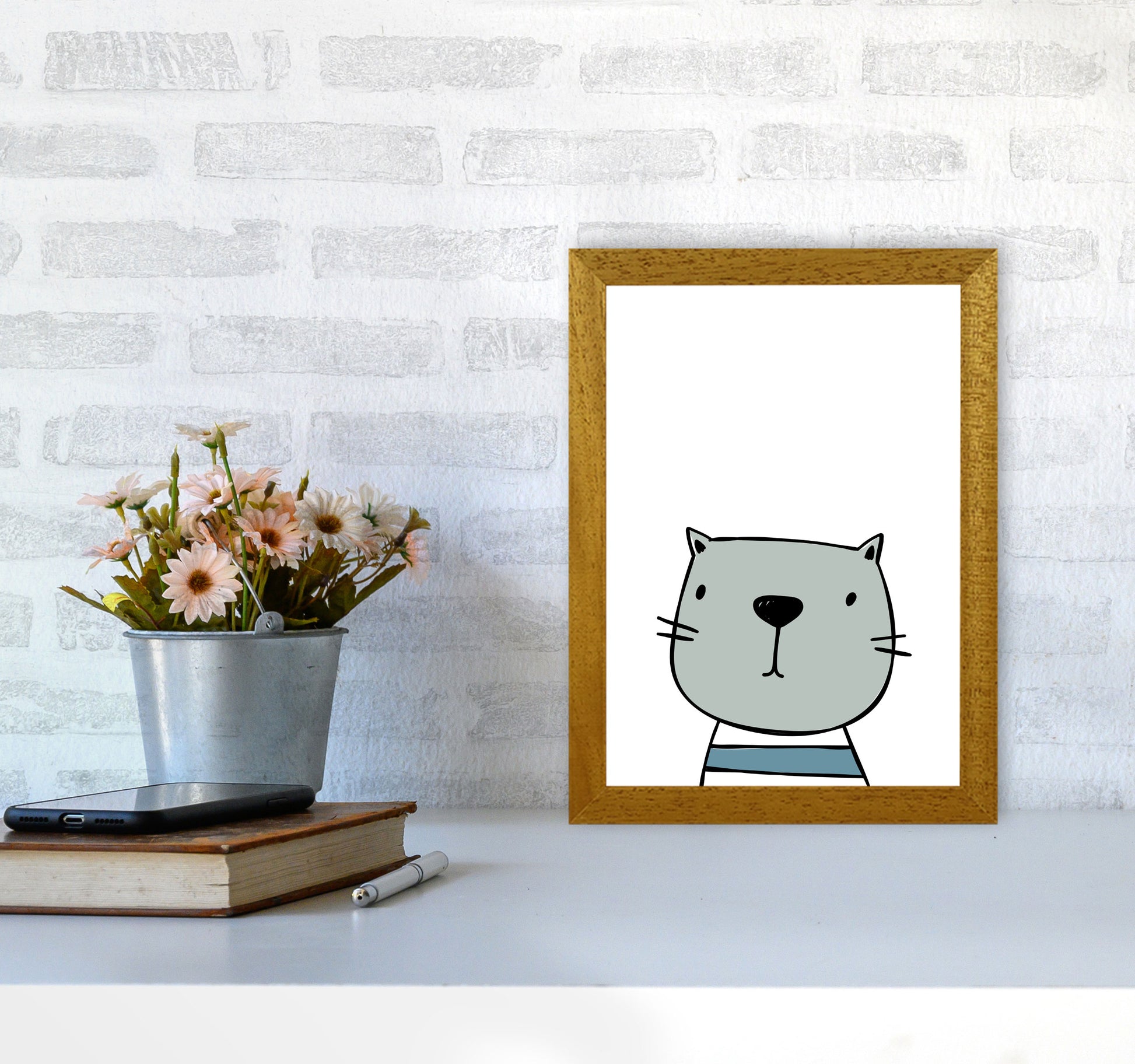 Cat Modern Print Animal Art Print A4 Print Only