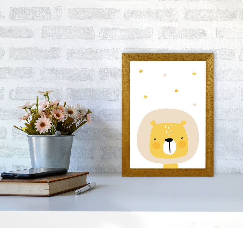 Scandi Lion And Stars Framed Nursey Wall Art Print A4 Print Only