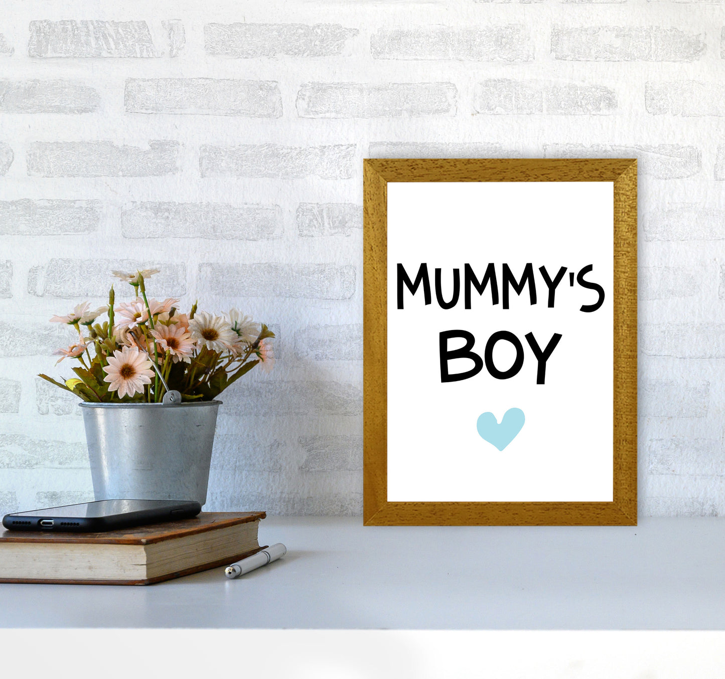 Mummy&#39;s Boy Blue Framed Nursey Wall Art Print A4 Print Only