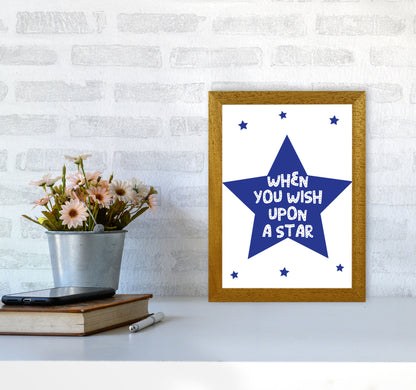 Wish Upon A Star Navy Framed Nursey Wall Art Print A4 Print Only