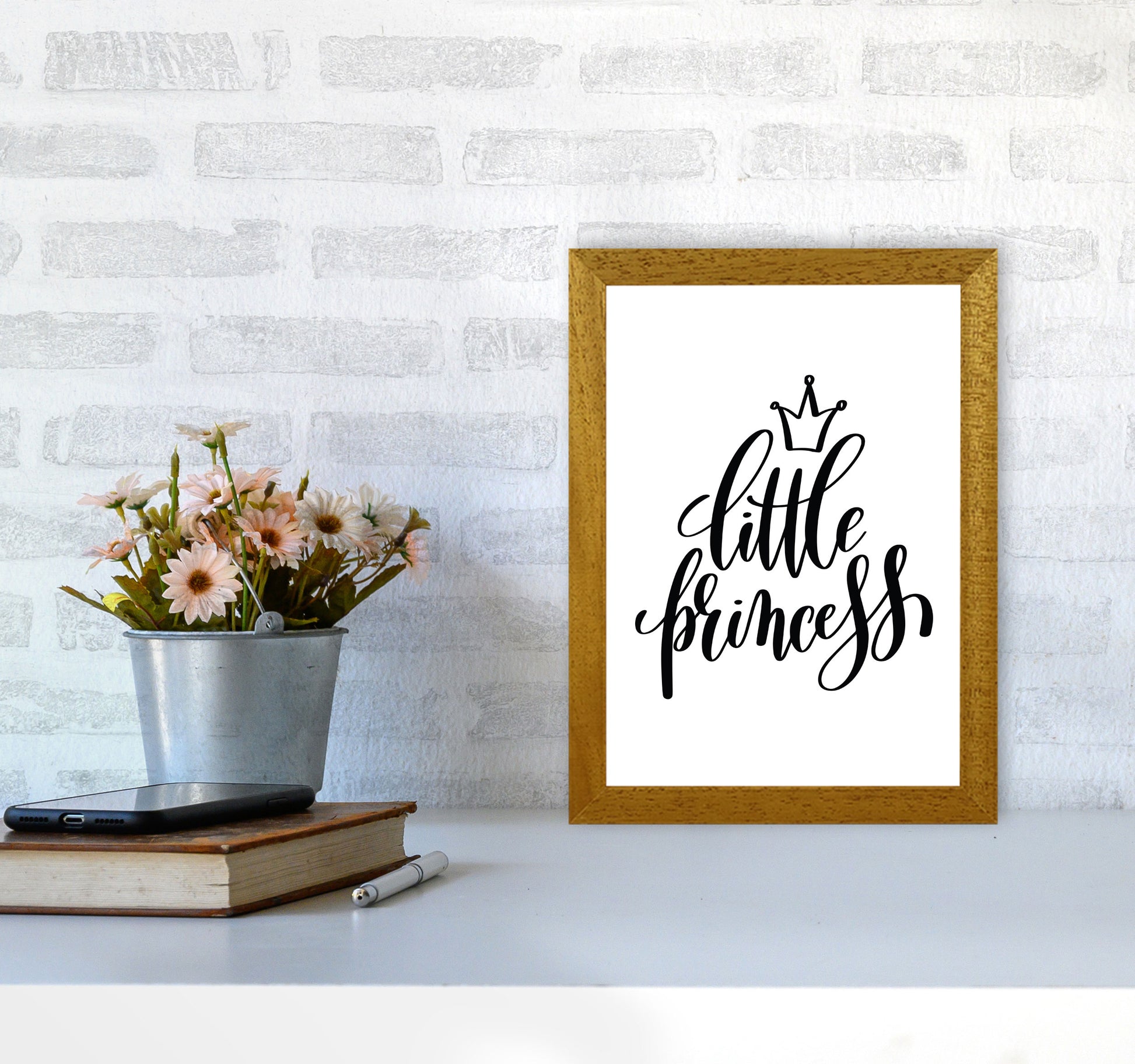 Little Princess Black Framed Nursey Wall Art Print A4 Print Only